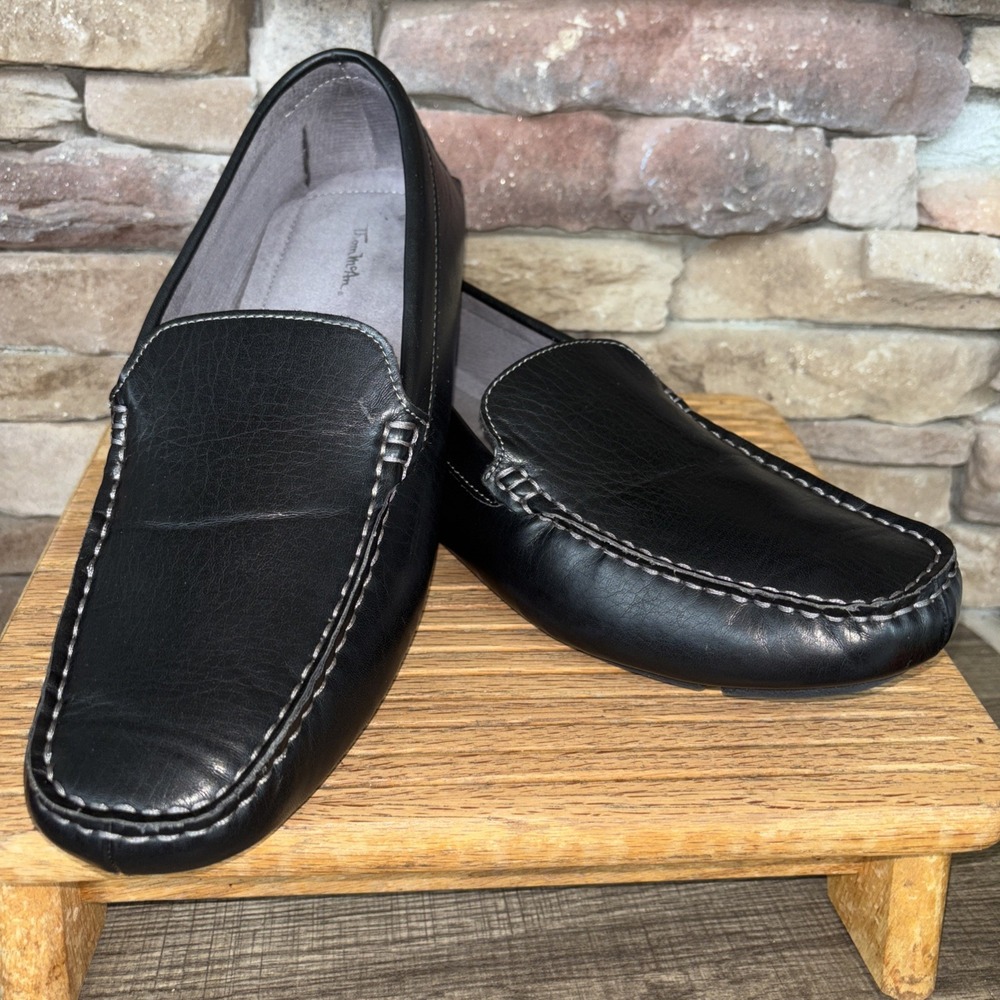 Mens Thom McAn Black  Slip On Loafers Lucca 10 M Shoes Casual Nice